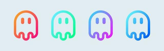 ícone de linha fantasma em cores gradientes. espírito assustador assina ilustração vetorial. vetor