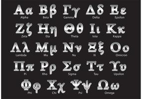 Vetores de alfabeto grego de prata