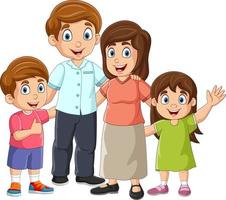 família feliz dos desenhos animados em fundo branco vetor