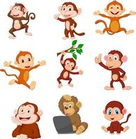 conjunto de coleção de macacos felizes dos desenhos animados vetor