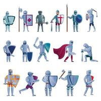conjunto de ícones de cavaleiro, estilo cartoon vetor