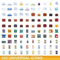 conjunto de 100 ícones universais, estilo cartoon vetor