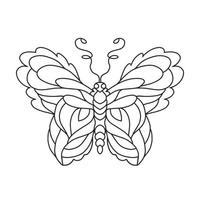 ilustração desenhada à mão de uma borboleta. contorno doodle vector impressão isolada no branco. página para colorir anti-stress para adulto no estilo zen emaranhado