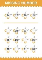 número ausente com tesoura. planilha para crianças vetor