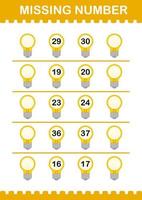 número ausente com lâmpada. planilha para crianças vetor
