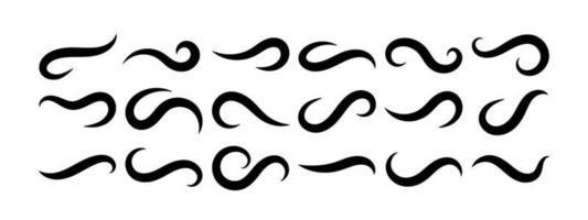 conjunto de vetores de traçado de sublinhado swoosh desenhado à mão. linha curva de ênfase caligráfica. elemento para tipografia. coleção de pinceladas pretas isoladas no fundo branco. caudas de ornamento retrô