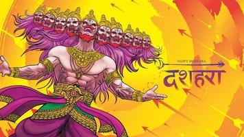 ilustração vetorial criativa do senhor rama matando ravana no festival de cartaz feliz dussehra navratri da índia. tradução dussehra vetor