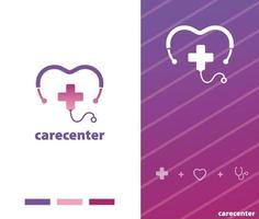 logotipo da clínica de amor do centro de cuidados vetor