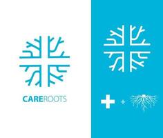 cuidados raízes logotipo design de marca cruz