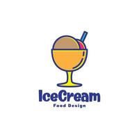 sorvete de chocolate e baunilha com design de logotipo de copo de vidro vetor símbolo gráfico ilustração ideia criativa