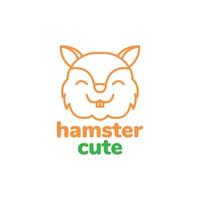 cabeça de linha sorriso hamster design de logotipo fofo vetor gráfico símbolo ícone ilustração ideia criativa