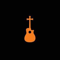guitarra cruz crucifixo cristão laranja marca abstrata emblema pictórico logotipo símbolo icônico criativo moderno mínimo editável em formato vetorial vetor