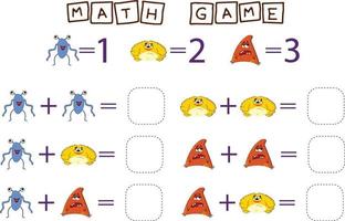 contando jogo com monstros. planilha pré-escolar, planilha de atividades para crianças, planilha para impressão vetor
