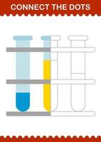 conecte o tubo de ensaio de pontos. planilha para crianças vetor