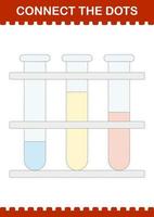 conecte o tubo de ensaio de pontos. planilha para crianças vetor