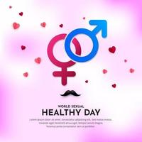 elegante vetor de design do dia mundial da saúde sexual com ícones de gênero isolados no fundo rosa
