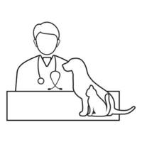 emblema veterinário cão e gato com uma cruz médica vetor