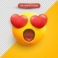 emoji 3d com expressão chocada e olhos de amor