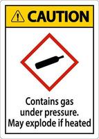 cuidado contém gás sob pressão ghs sinal em fundo branco vetor