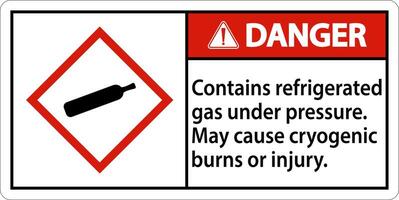 perigo contém gás refrigerado sob pressão sinal ghs vetor