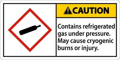 cuidado contém gás refrigerado sob pressão sinal ghs vetor