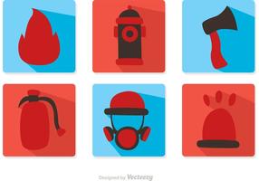 Pacote de vetores de ícones de design plano de bombeiro
