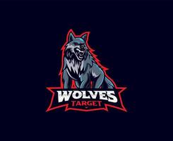 design de logotipo de mascote de lobos vetor