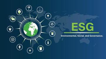 esg - governança ambiental, social e corporativa. problemas sociais e de gestão com ícones. vetor