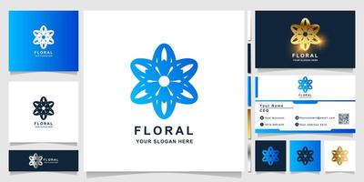 modelo de logotipo de flor, boutique ou ornamento com design de cartão de visita. pode ser usado design de logotipo de spa, salão, beleza ou boutique. vetor