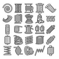 conjunto de ícones de bobina, estilo de contorno vetor