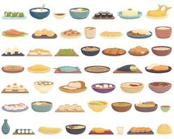 ícones de comida japonesa definir vetor de desenho animado. tempurá do japão