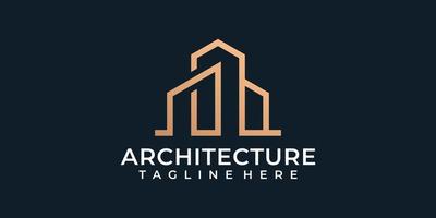 logotipo de construção de arquitetura de monograma moderno residencial vetor