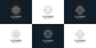 conjunto de pacote de logotipo de spa de flores de beleza criativa vetor