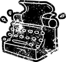 desenho de ícone grunge da máquina de escrever da velha escola vetor