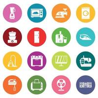 conjunto de ícones de eletrodomésticos muitas cores vetor