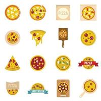 ícones de pizza definidos em estilo simples vetor