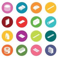 ícones de materiais de construção definir vetor de círculos coloridos