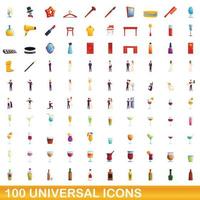 conjunto de 100 ícones universais, estilo cartoon vetor