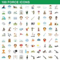 conjunto de 100 ícones de força, estilo cartoon vetor