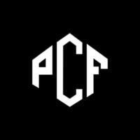 design de logotipo de carta pcf com forma de polígono. polígono pcf e design de logotipo em forma de cubo. modelo de logotipo de vetor hexágono pcf cores brancas e pretas. monograma pcf, logotipo de negócios e imóveis.
