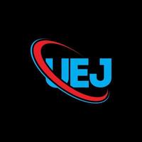 logotipo da UEJ. carta uej. design de logotipo de carta uej. iniciais uej logotipo ligado com círculo e logotipo monograma maiúsculo. tipografia uej para marca de tecnologia, negócios e imóveis. vetor