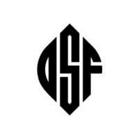 design de logotipo de carta de círculo osf com forma de círculo e elipse. letras de elipse osf com estilo tipográfico. as três iniciais formam um logotipo circular. osf círculo emblema abstrato monograma carta marca vetor. vetor