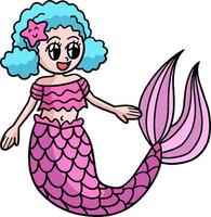 clipart colorido de desenho animado de sereia afro-americana vetor