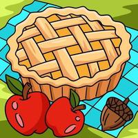 desenhos animados coloridos de torta de maçã de ação de graças