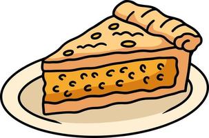 fatia de clipart colorido de desenho animado de torta de abóbora vetor