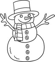boneco de neve isolado para colorir para crianças vetor