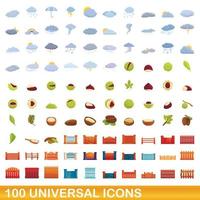 conjunto de 100 ícones universais, estilo cartoon vetor