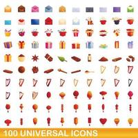 conjunto de 100 ícones universais, estilo cartoon vetor