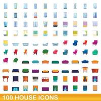 conjunto de 100 ícones de casa, estilo cartoon vetor