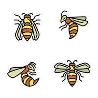 conjunto de ícones de vespa, estilo de contorno vetor